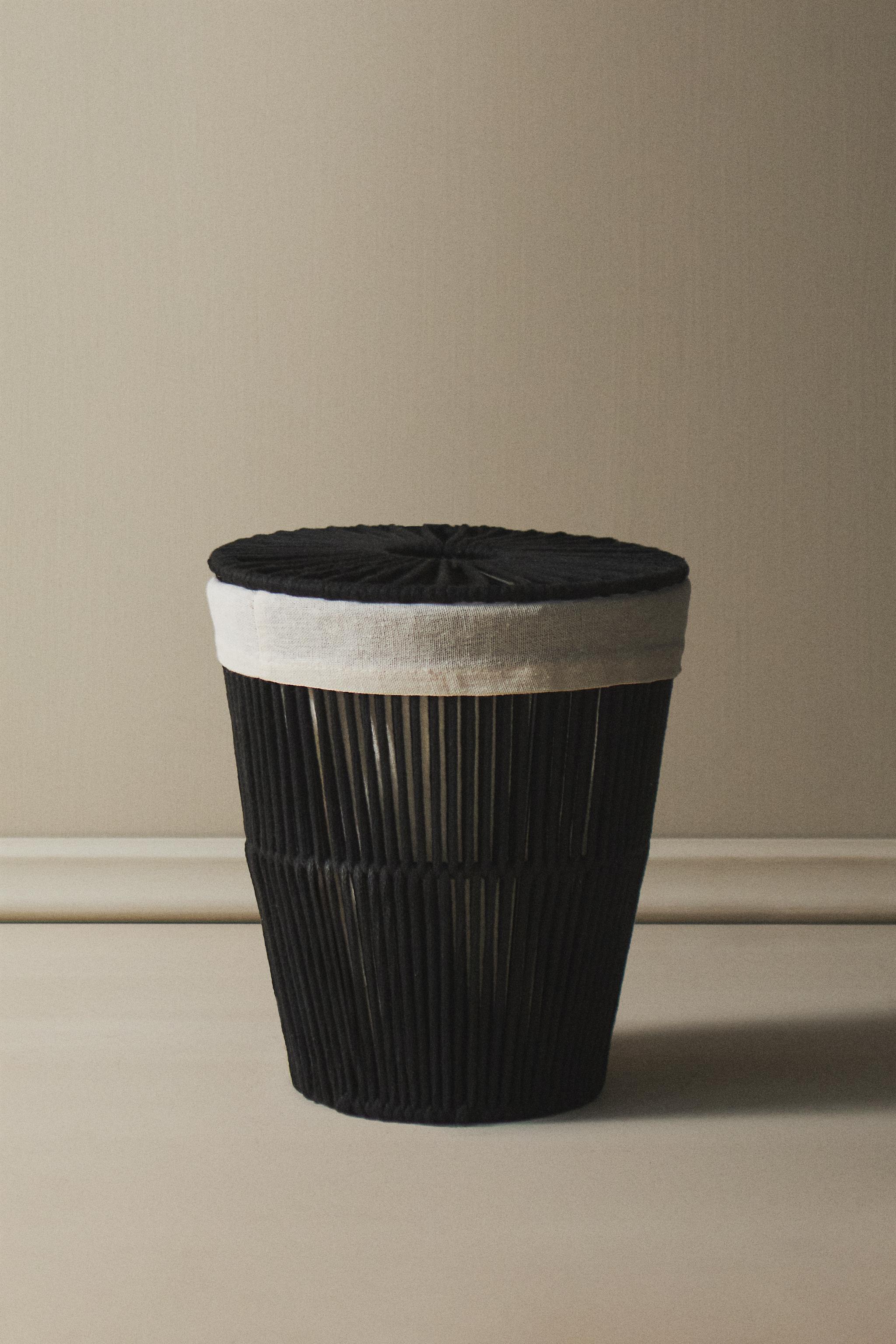 WASTEPAPER BASKET WITH FABRIC LINING
